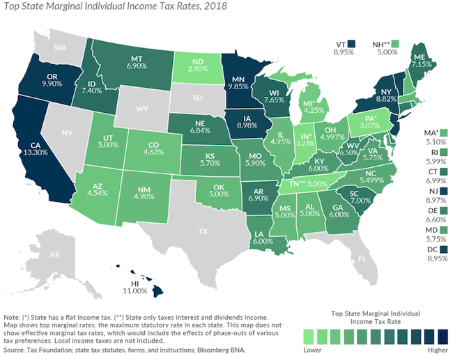 Top Tax Brackets by State